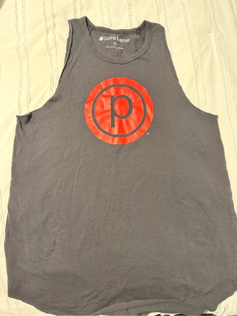 Pure Barre Charcoal Tank with Red Logo Disc
